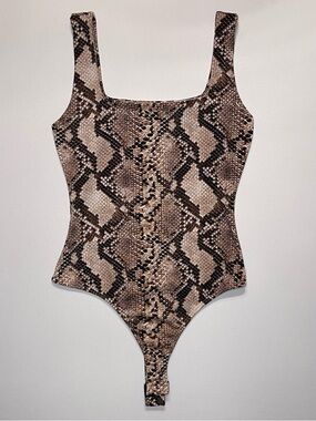 Mikey & Joey Snakeskin Print Sleeveless Tank Top Bodysuit Women’s Size Small